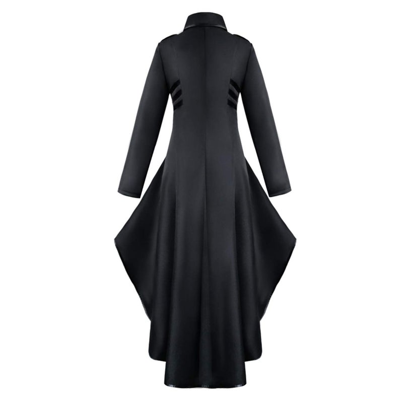 SIAEAMRG Renaissance Steampunk Tailcoat Halloween Costumes for Women, Victorian Medieval Pirate Vampire Gothic Jacket Dress Viking Coats (XL, Black) - Image 2